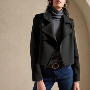 Banana Republic Factory Bonded Gabardine Jacket in Black, Size S